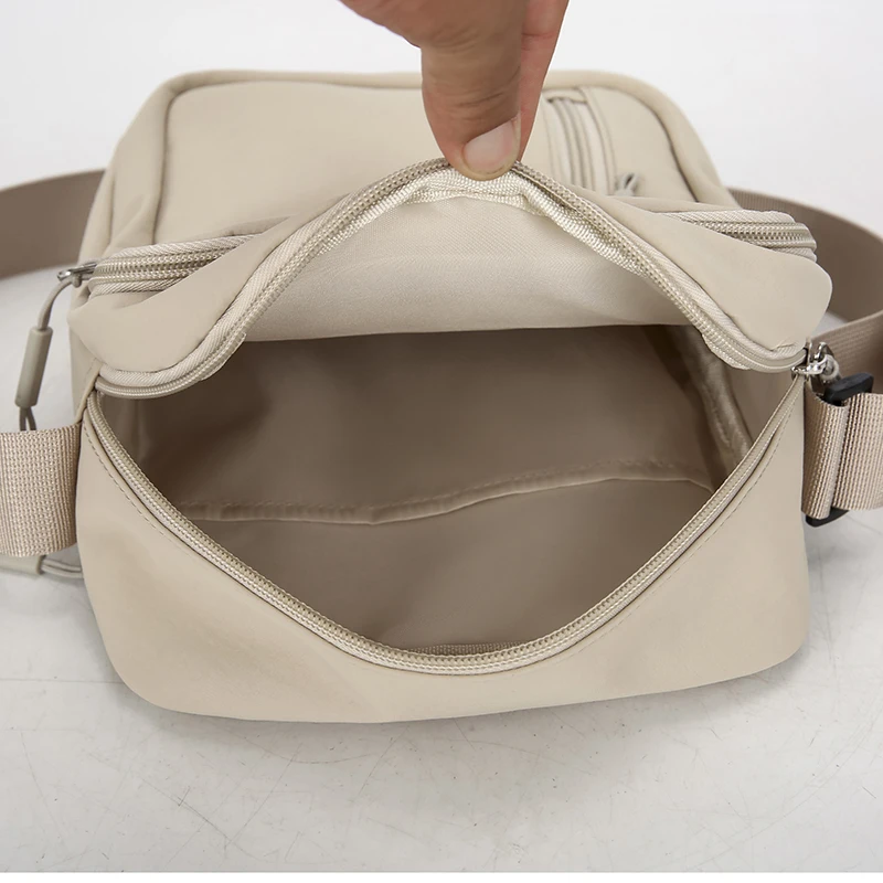 Herren-Umhängetasche aus Nylon, lässige Pendler-Outdoor-Mode-Schultertasche, wasserdichter Rucksack im Street-Style, einfarbig – Detail 20