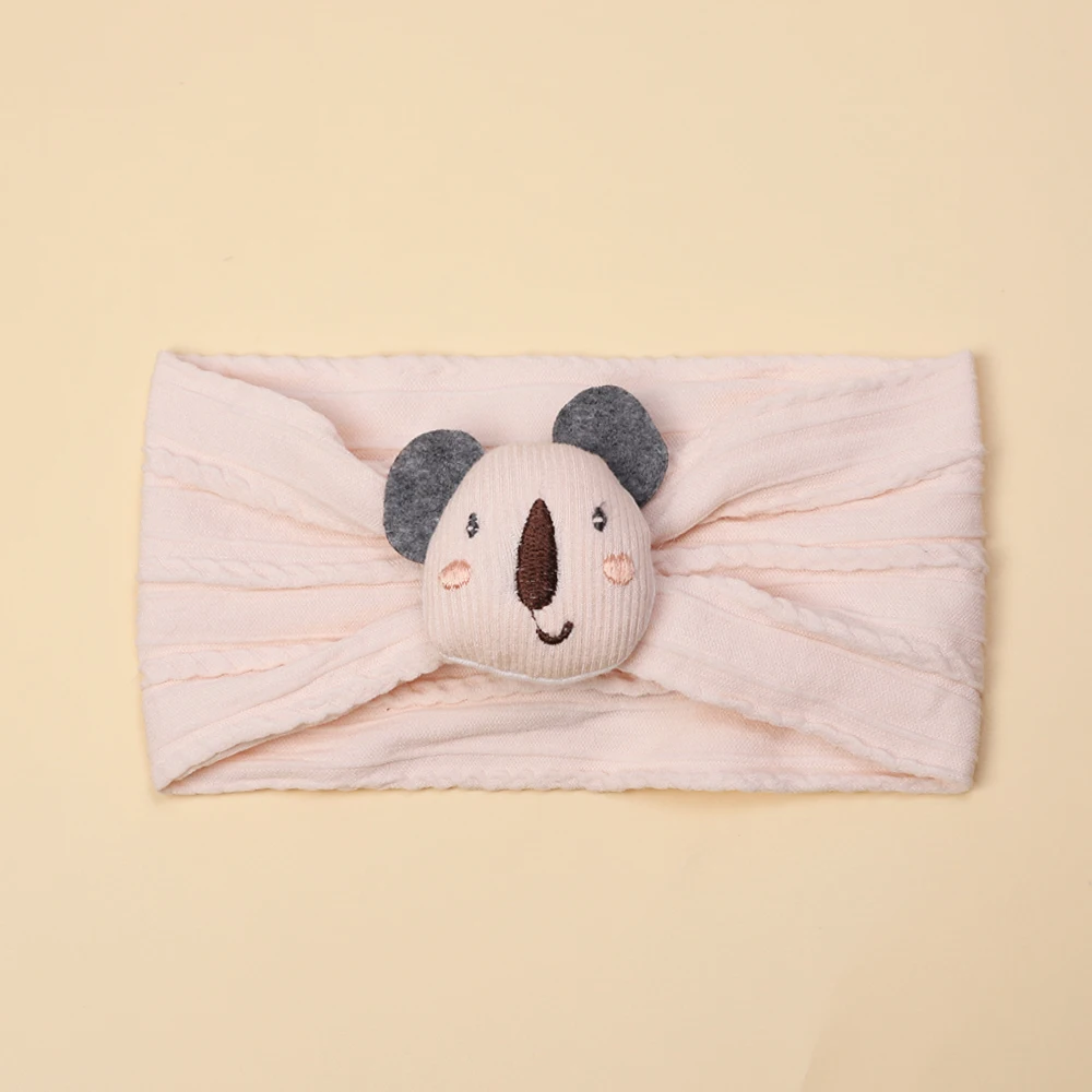 Cute Cartoon Animal Solid Headband for Newborn Baby Girl Hair Bands Cable Knit Turban Infant Headwear Children\'s Accessories