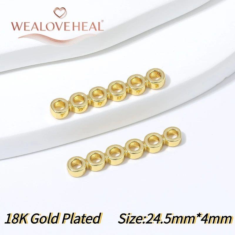 18K vergoldete Messing-Flachperlenverbinder mit mehreren Löchern, 2-10 Loch-Optionen, DIY-Zubehör für mehrsträngige Halsketten und Armbänder. – Detail 28