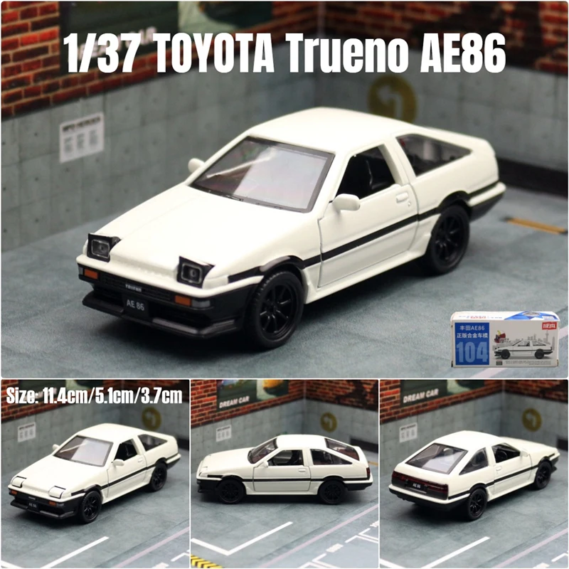 1/37 Toyota Trueno AE86 Alloy Sports Car Model Diecast Metal Racing Car Vehicles Model High Simulation Miniature Scale Kids Gift