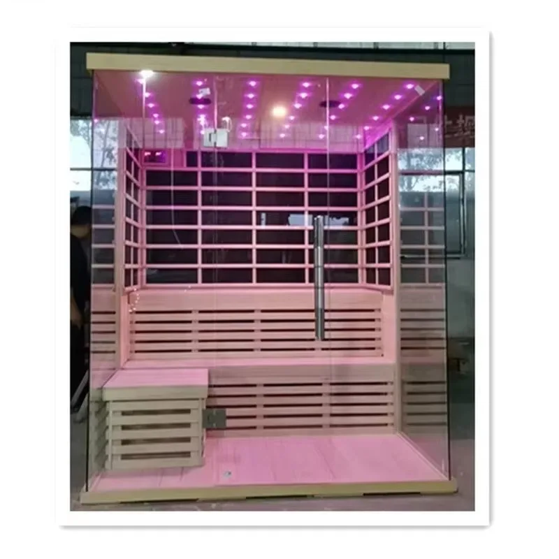 Indoor 2 Person Full Spectrum Infrared Sauna Hemlock Wood Steam Room Modern Custom