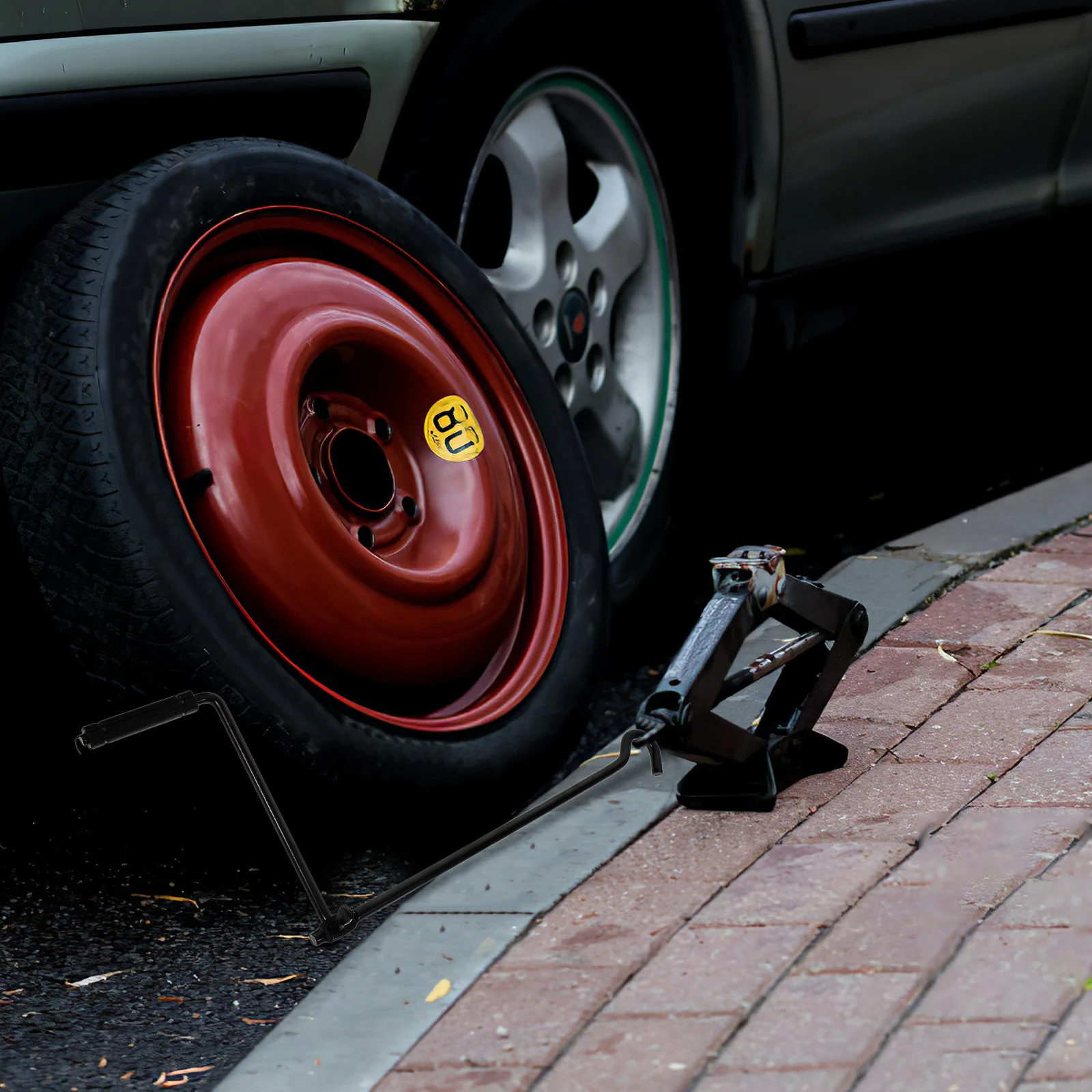 

Heavy Duty Scissor Jack Handle Extended Thickened Crank Portable Tire Changing Tool Replacement for Car Truck Van Maintenance