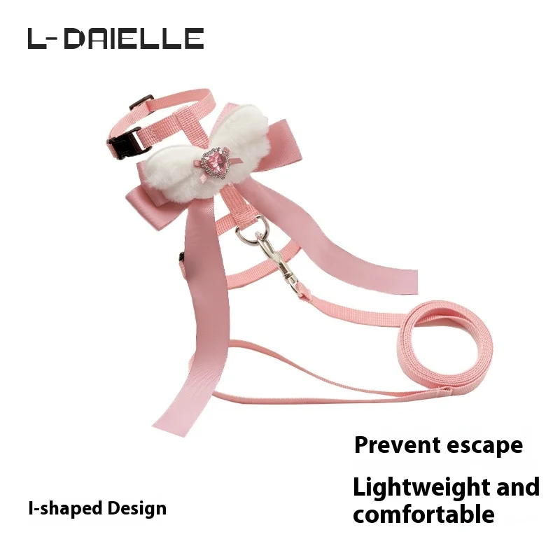 

LDAIELLE оригинальный синий ангел с бантом для кошек и маленьких собак, анти-Escape, регулируемый прогулочный ремень, аксессуары для улицы