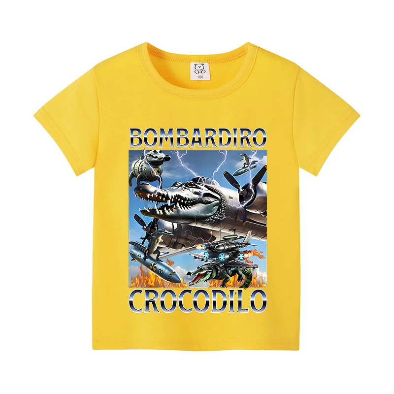 Italiaanse Brainrot Grappige Kinderen T-shirts Kids Tops Tralalero Tralala Tung Sahur Bombardiro Crocodilo Brr Patapim Zomer Kleding
