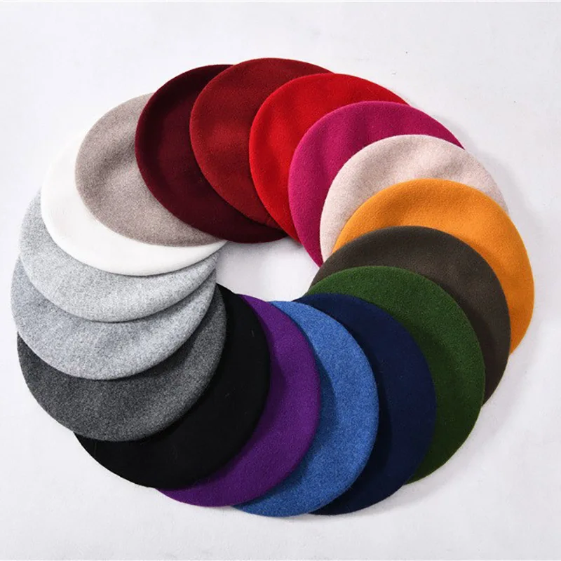 Solid Rabbit Fur Mix Beret for Women Double Layer Thermal Soft Knit Hat Comfortable Daily Winter Fashion Beret
