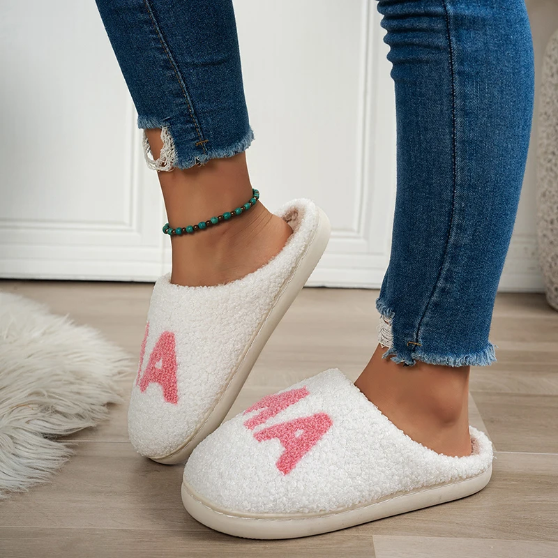 Casual Flauschige Damen Hausschuhe Hause Plüsch Mama Designer Winter Frau Schuhe Flache Plattform Elegante Schuhe Trend Fuzzy Pelz Rutschen – Detail 4