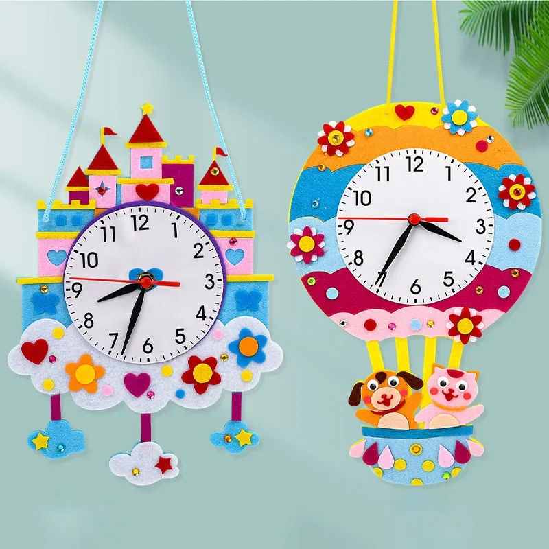 1Pcs DIY Mix Color Alarm Clock Toys Felt Cloth Material Kits Multicolor Cute Birthday Gifts Parent-child Interaction Handcraft