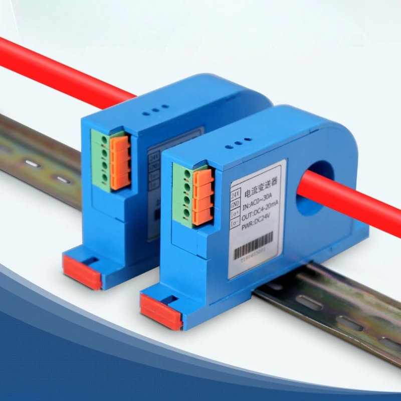 Perforated AC current transmitter Mutual inductance integrated 22mm aperture AC0-100A to 4-20mA AC current flow
