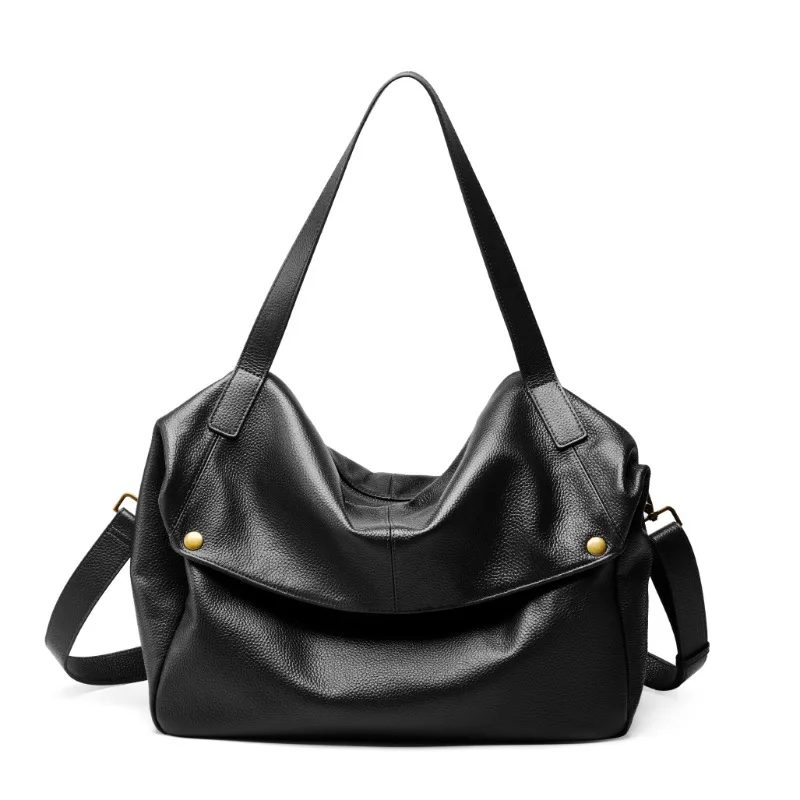 

2025 New Large Capacity Women's Shoulder Bag Genuine Leather Tote Casual Handbag for University Students and Commuters Crossbody