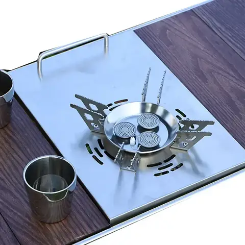 야외 가스 스토브 3 코어 방풍 스토브, 자가 운전 여행 분할 캠핑 쿠커, 피크닉 고출력 격렬한 스토브