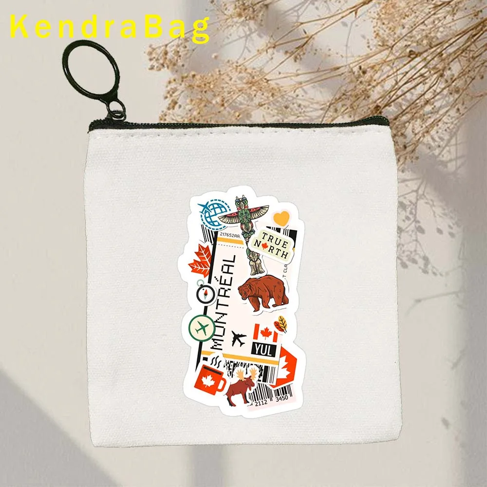 Greece Seattle Santiago Kiev Manchester Hannover Rome Key Coin Purse Pouch Athens Ticket Boarding Pass Canvas Bags Wallet Gifts