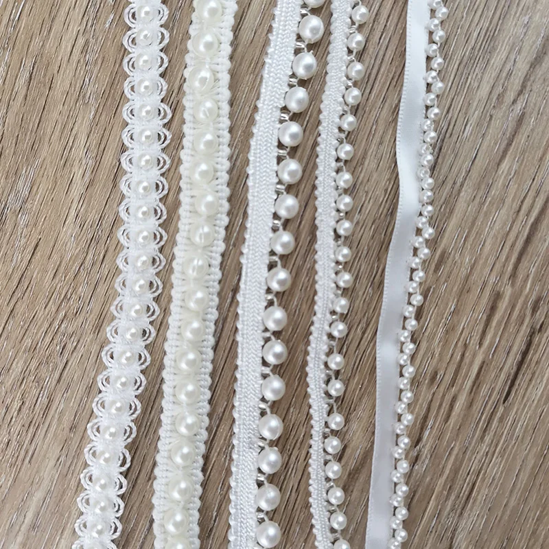 (1 Yard/roll) Pearl Gift Wrapping Lace Fabric Family Handmade Hairpin DIY Making Clothing Bag Accessories Decoration