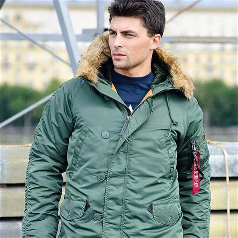 Large Size Military Plus Size Fur Hood Long Waterproof Windproof New Winter Parka Thick Men Outwear Jacket Coat USA SIZE Parkas