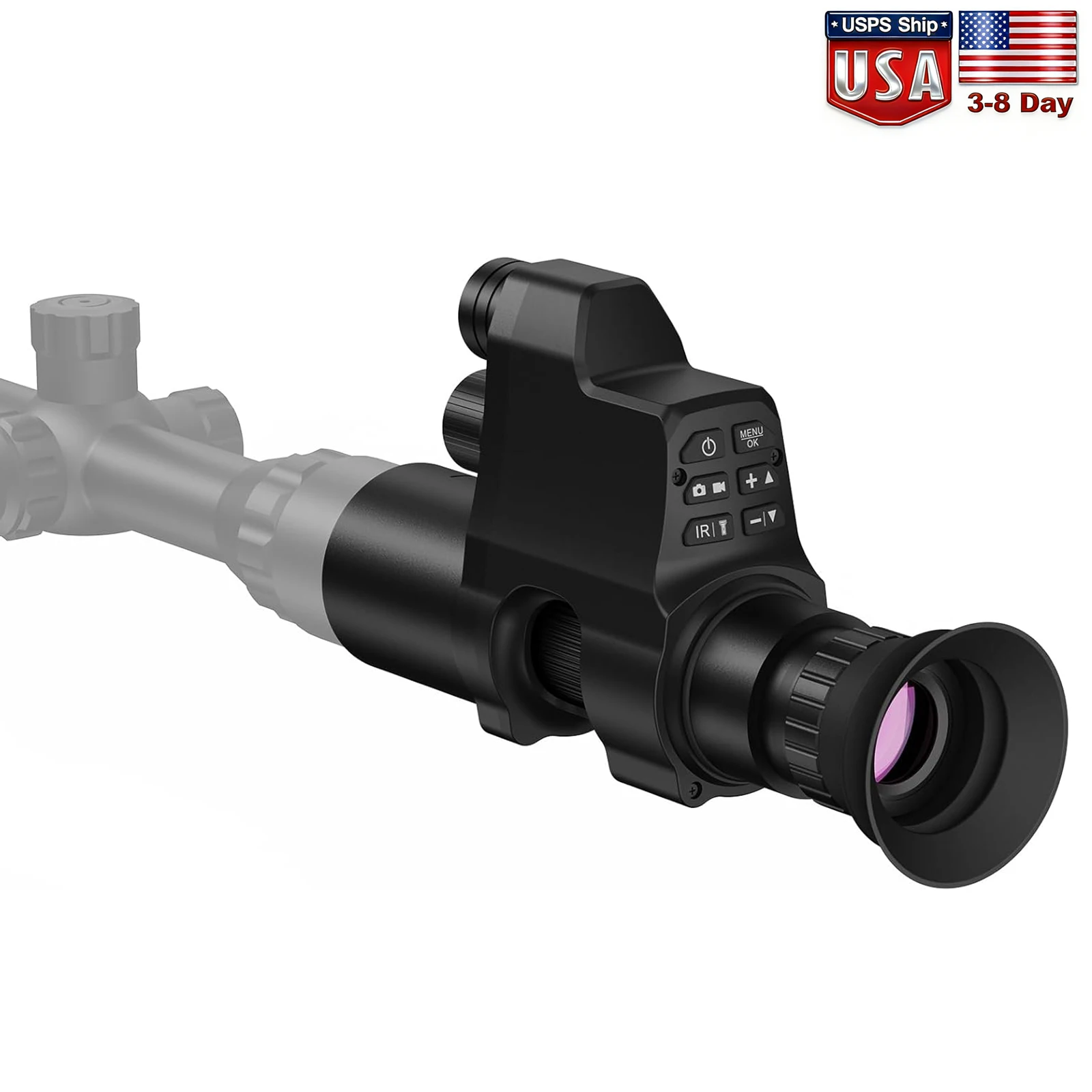 GOYOJO Night Vision Monocular, Night Vision Goggles, Nightscope Hunting Clip On, Clip-on Scope for Night Watching or Obervation, Night Viewing Range up to 300m, HD Photos & Videos, 1920x1080 OLED HD