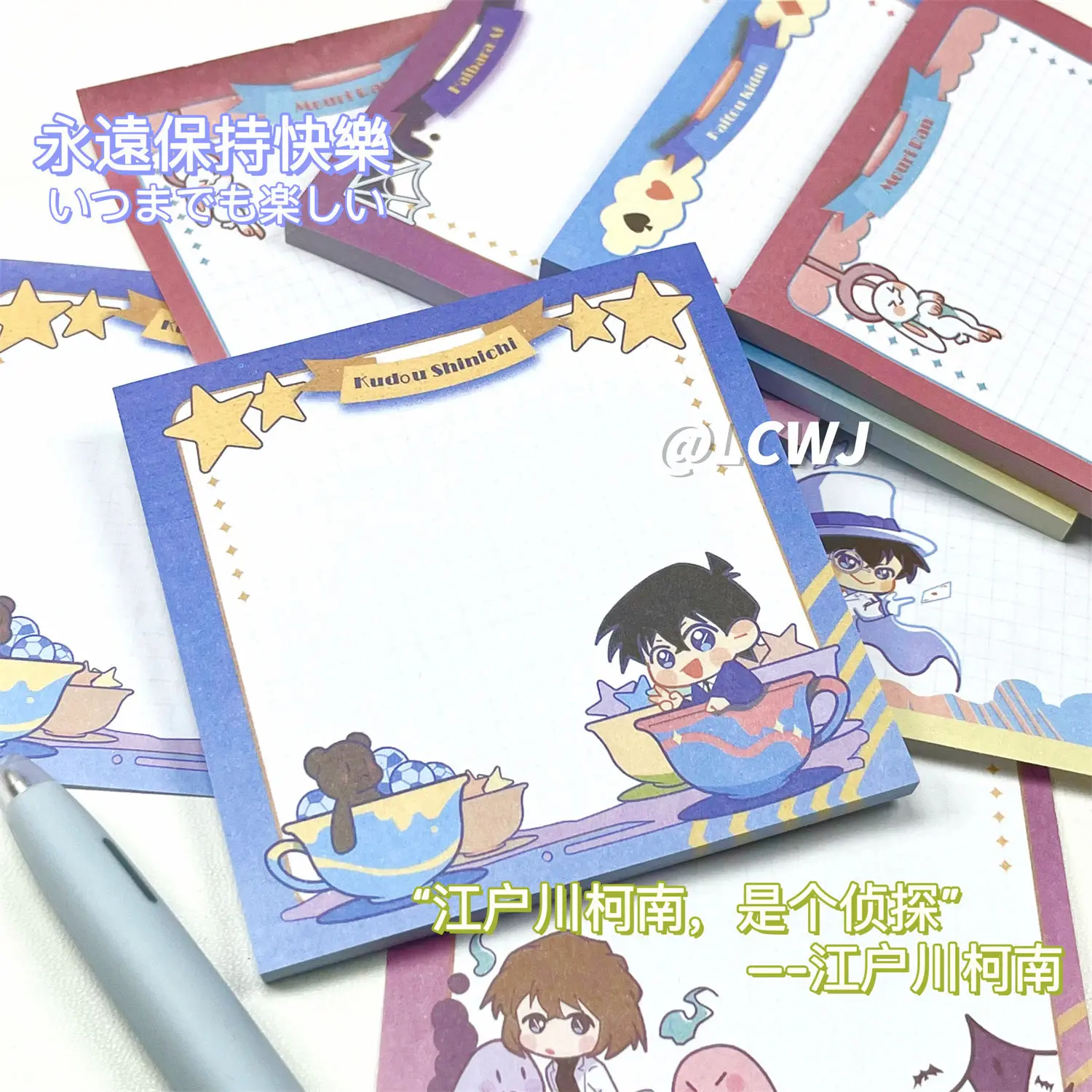 Detective Conan Sticky Notes Kudou Shinichi Kaitou Kiddo Memo Pad Kawaii Leave Message Anime Goods Student Stationery Cute Gift