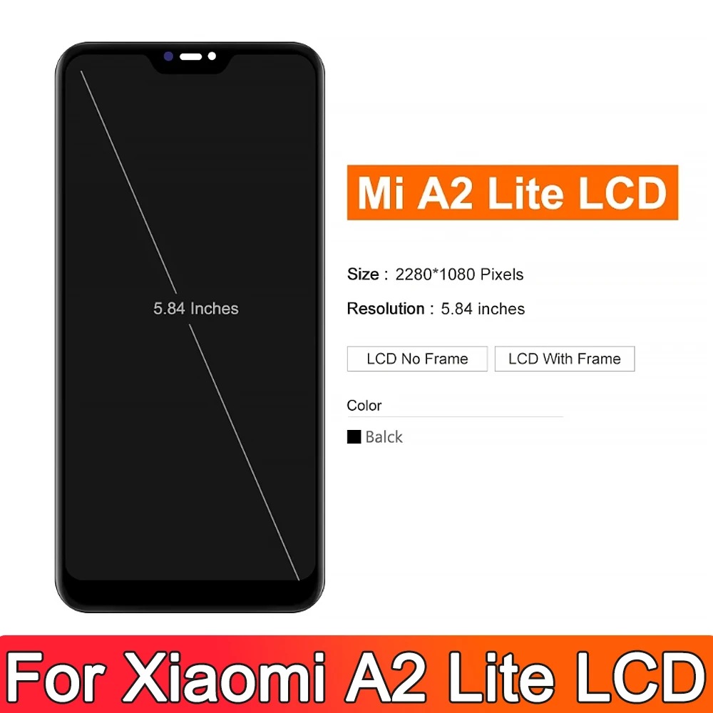 5.84'' Tested Display Screen For Xiaomi Mi A2 Lite For Redmi 6 Pro M1805D1SG LCD Display Touch Screen Digitizer Assembly