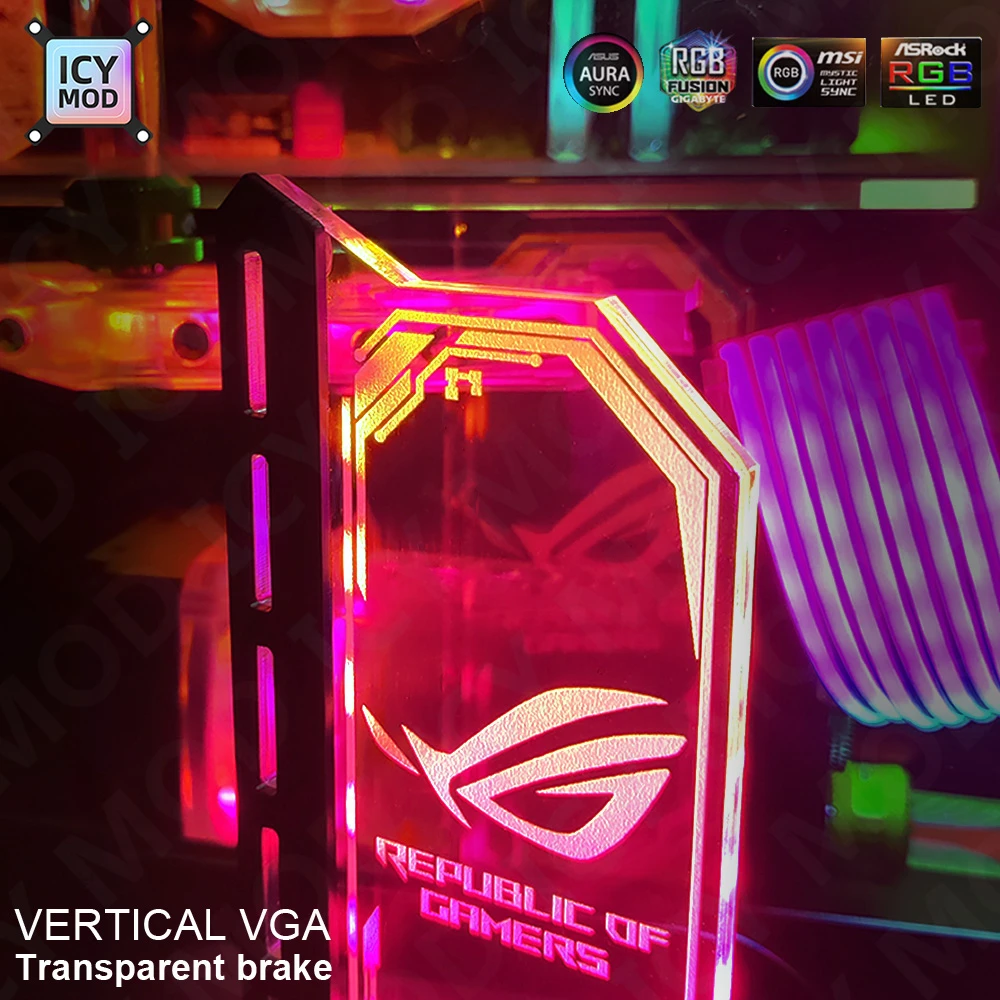 Transparent Vertical GPU Support For RTX 4090 4080 Customize VGA Bracket Customizable Stand Holder DIY 12V/5V AURA SYNC PC MOD