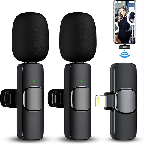 Lavalier Microphone 2.4G Wireless Portable Audio Video Recording Mini Mic for iPhone Android Live Broadcast Gaming Phone