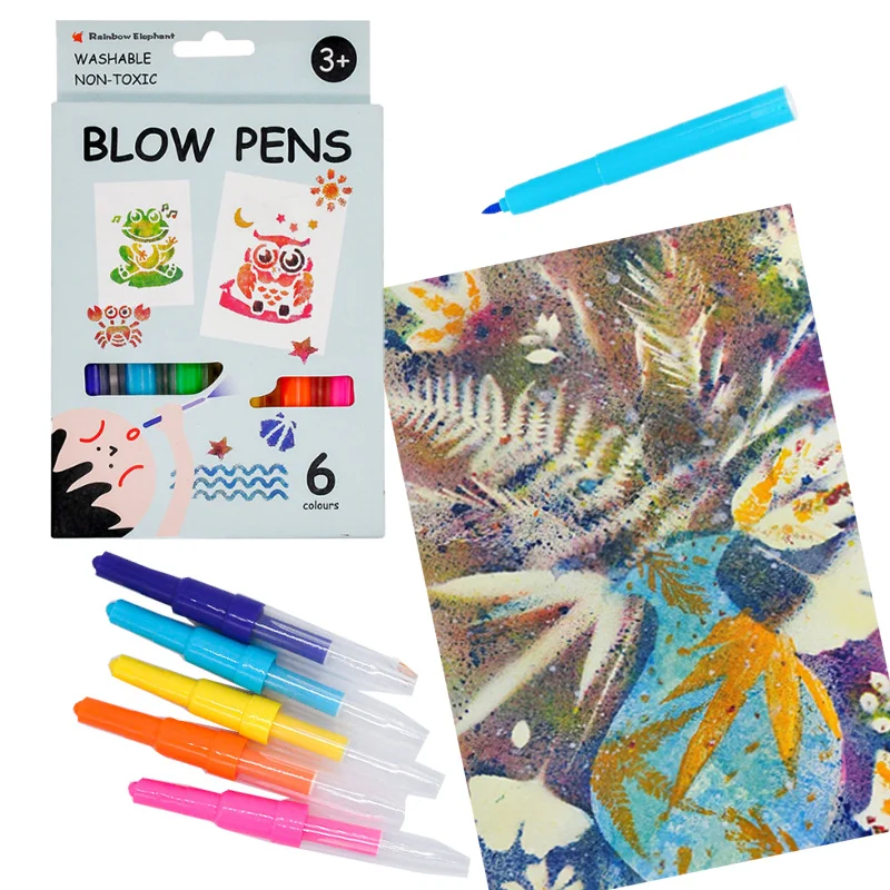 6-color Watercolor Pen Set Bright Colors Spray and Painting Dual Purpose for Children's Painting Graffiti Art Enlightenment Gift