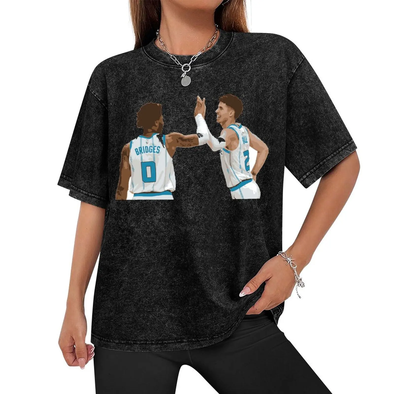 LaMelo Ball and Miles Bridges T-Shirt Short sleeve tee vintage t shirts for a boy mens tall t shirts