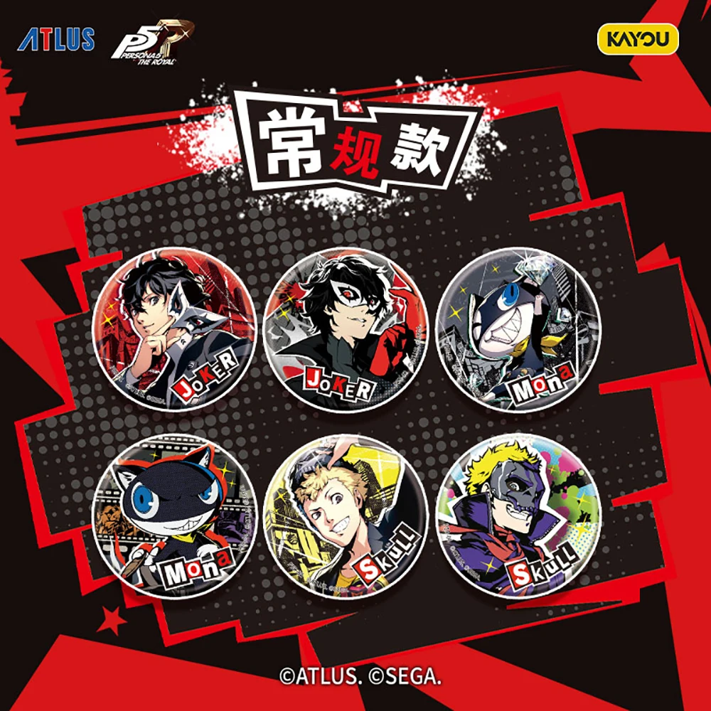 Genuino KAYOU Persona 5 Distintivi in banda stagnata Gioco da collezione Periferico Futaba Sakura Morgana Spilla rotonda Regali di compleanno per i bambini