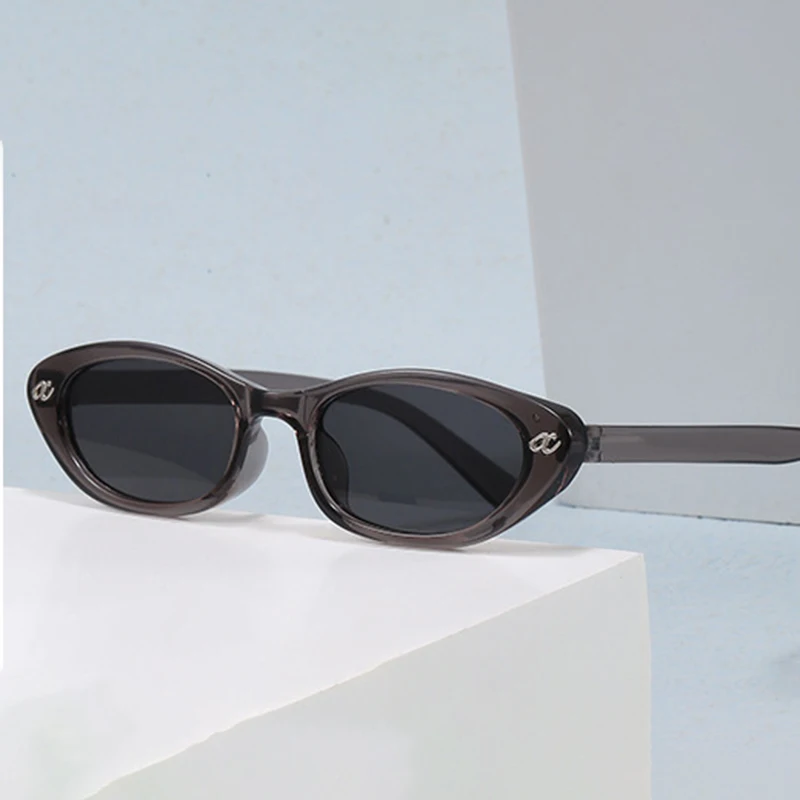 Ladies' new retro small frame cat eye frame ins anti blue light flat glasses fashion alpha letter plain glasses oval sunglasses