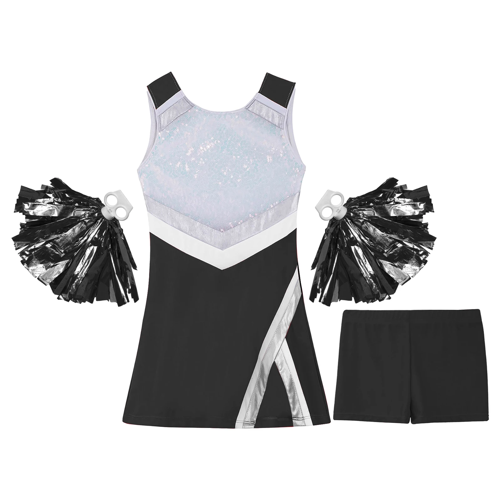 Kids Meisjes Cosplay Cheerleader Kostuums Cheerleading Uniformen Sport Jurk + Bloem Bal Set Voor Dansen Concurrentie Dancewear