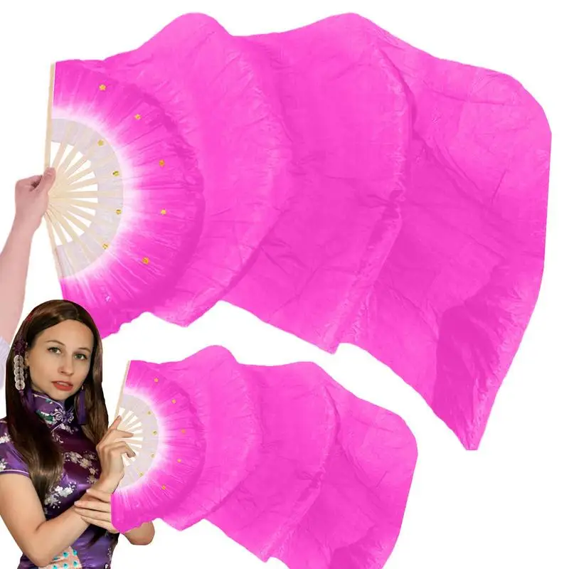 

Belly Dance Fans 1.8Meters Thick Ribs Silk Fans For Belly Dance Beautiful Fan Veils For Performers Foldable Colorful Dancing