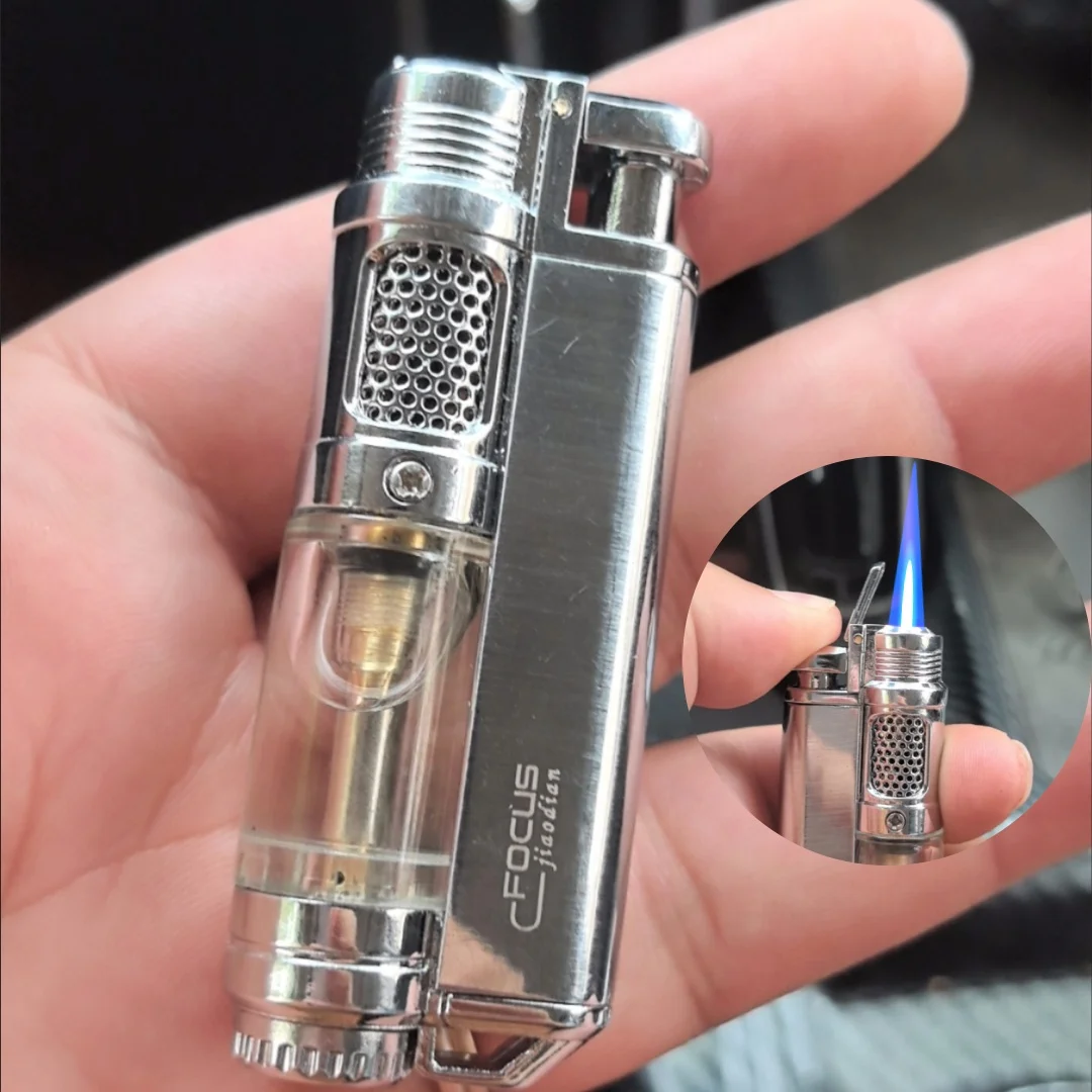 Visible Gas Window Flashlight Cigar Lighter Jet Butane Metal Turbo Windproof Lighter Portable Airbrush 1300C Men's Gadget