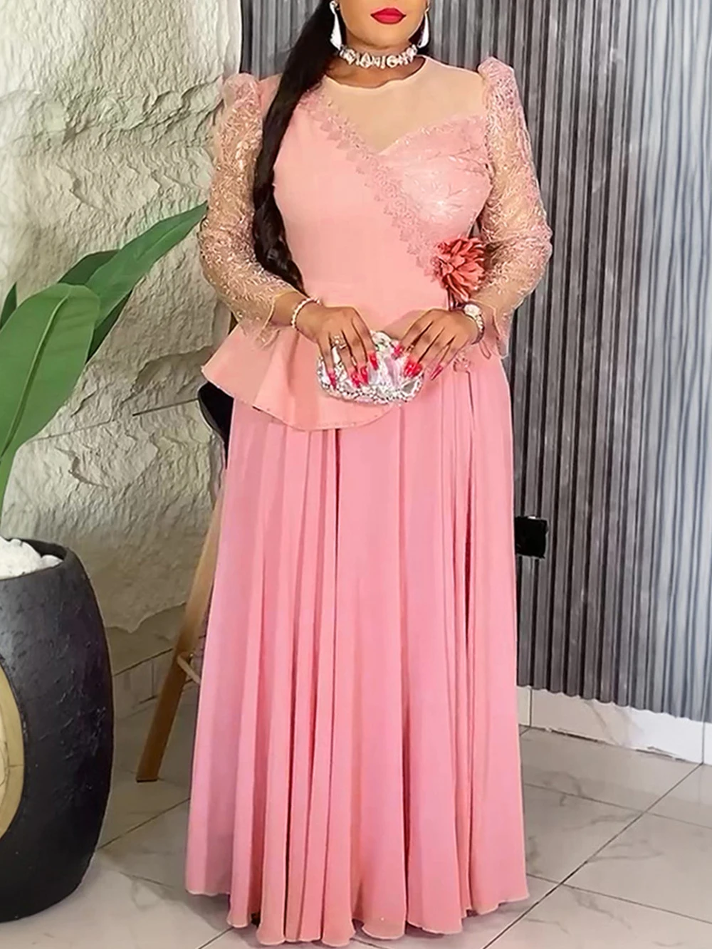 فساتين إفريقية للنساء كم طويل شيفون ماكسي رداء 2025 ملابس أفريقيا دبي تركيا قفطان عبايات فساتين الزفاف وأعياد الميلاد #4