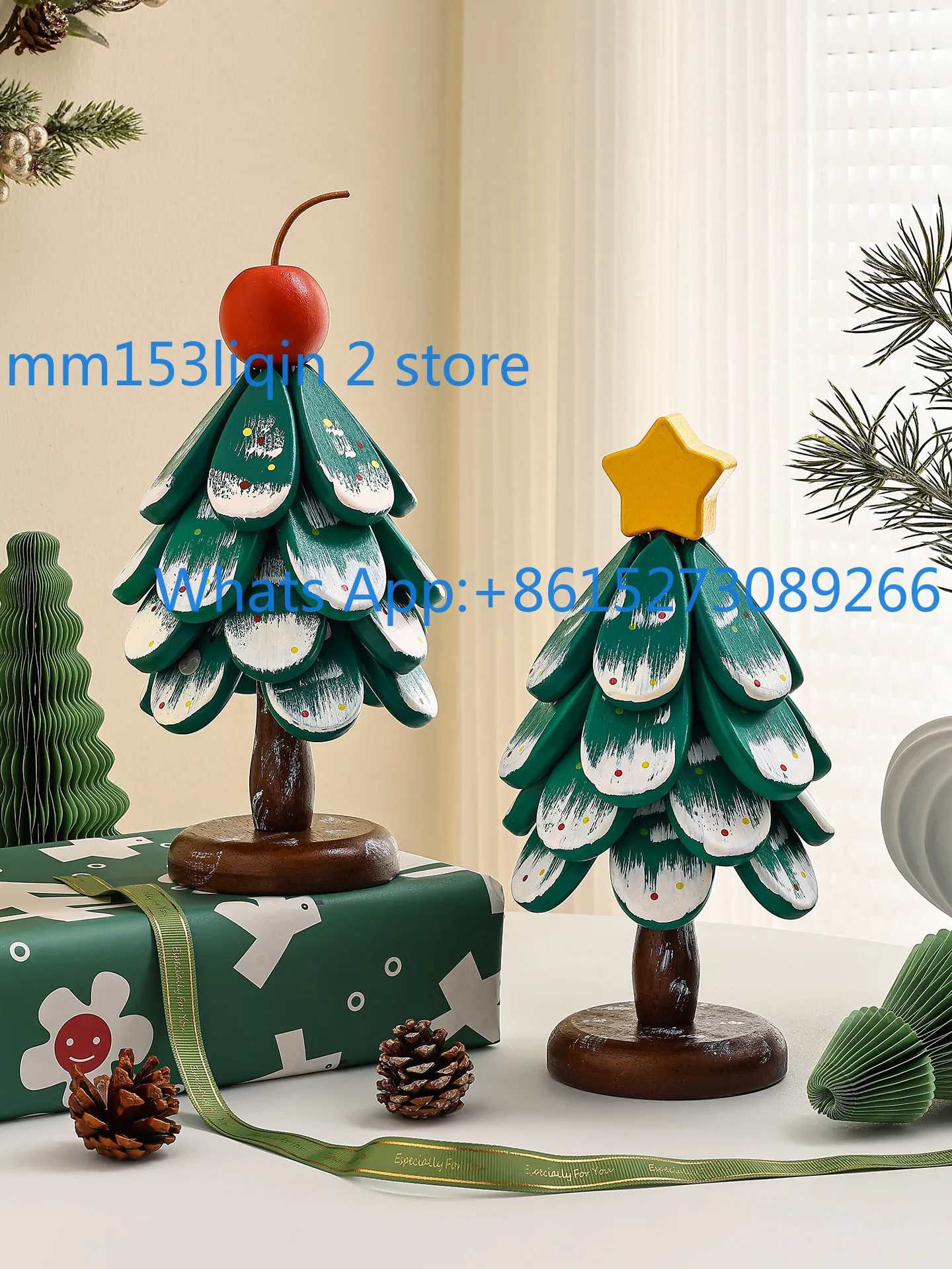 1PCS Nordic style solid wood insulation pad creative ornament anti-scalding folding pot coaster Christmas tree advanced sense