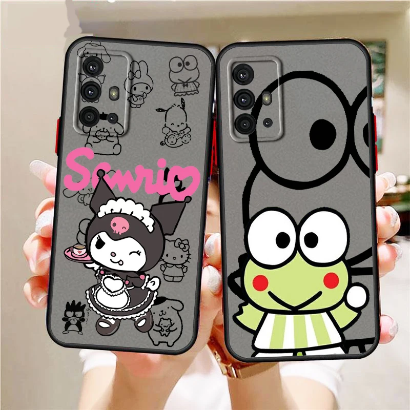 

Cute Hello Kitty And Sanrio Frosted Translucent For Samsung A53 A52 A33 A32 A51 A71 A21S A13 A73 A50 A22 A12 5G Funda