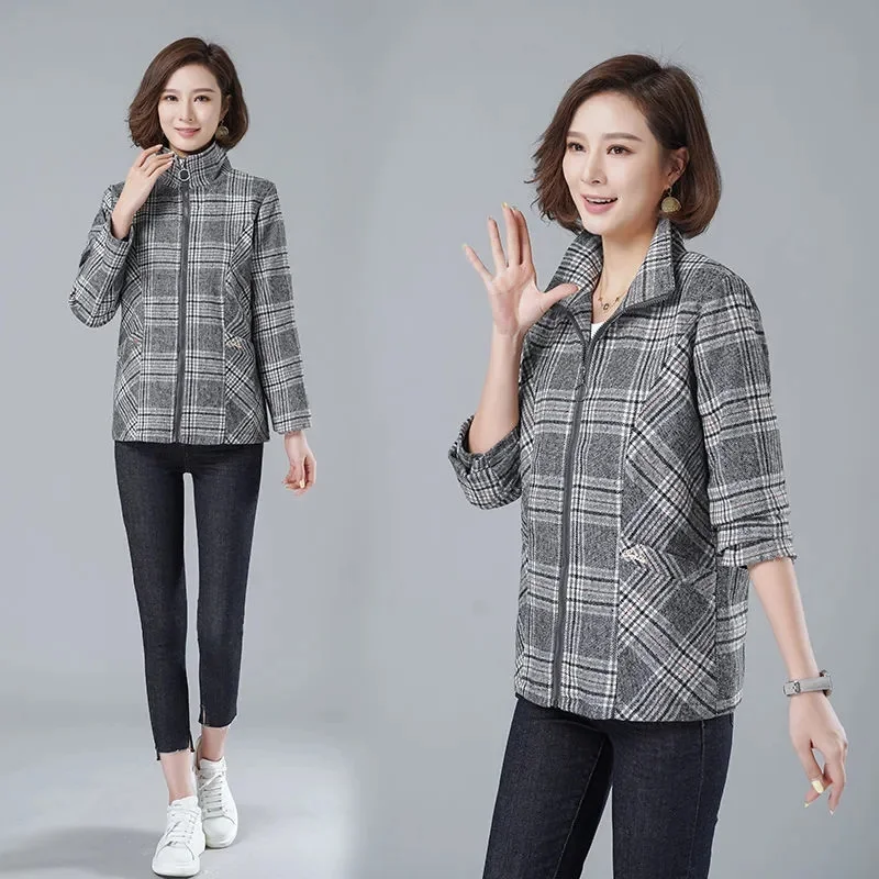 

2024 New Middle-aged Mother's Autumn Clothes Western Style Thin Coat Large Size Middle-aged Elderly Women Spring Autumn Jacket