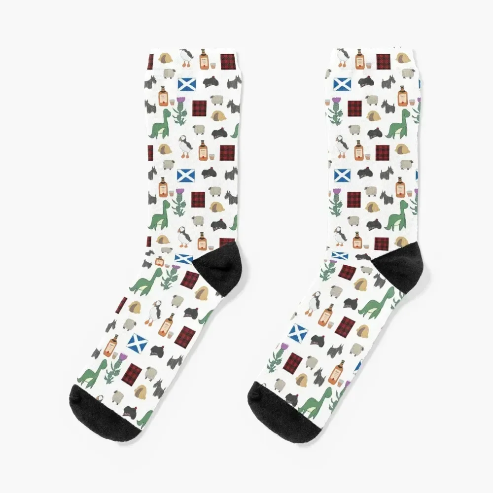 Cute Scottish Icons Drawing Pattern Design Socks Argentina christmas stocking luxury anti slip football Men Socks Women's