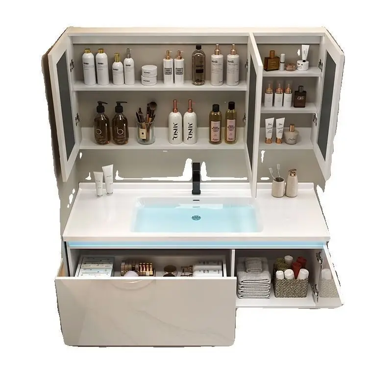 

Cream style, fashion, light luxury, ceramics, integrated basin, combination, light luxury, smart, bathroom cabinet
