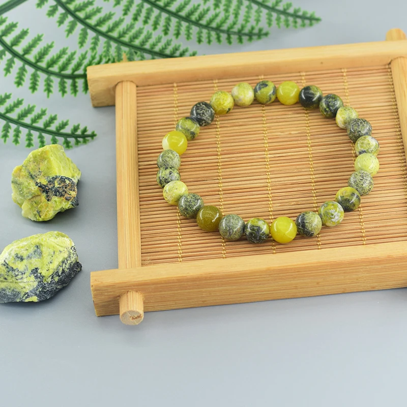 Yellow Grass Turquoises Natural Beads Bracelet Women Yoga Healing Energy Real Natural Stone Elastic Rope Bangles Friendship Gift