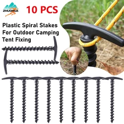 ZHUOHUA 10PCS Tent Plastic Spiral Stakes Outdoor Camping Tent Nails Ground Anchors Windproof Fixed Tents Pegs Screws For Hiking