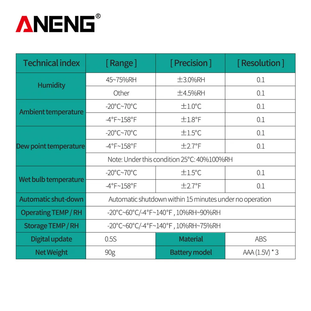 ANENG GN401 Mini miernik temperatury i wilgotności ręczny bezdotykowy precyzyjny cyfrowy termometr powietrza higrometr miernik Tester