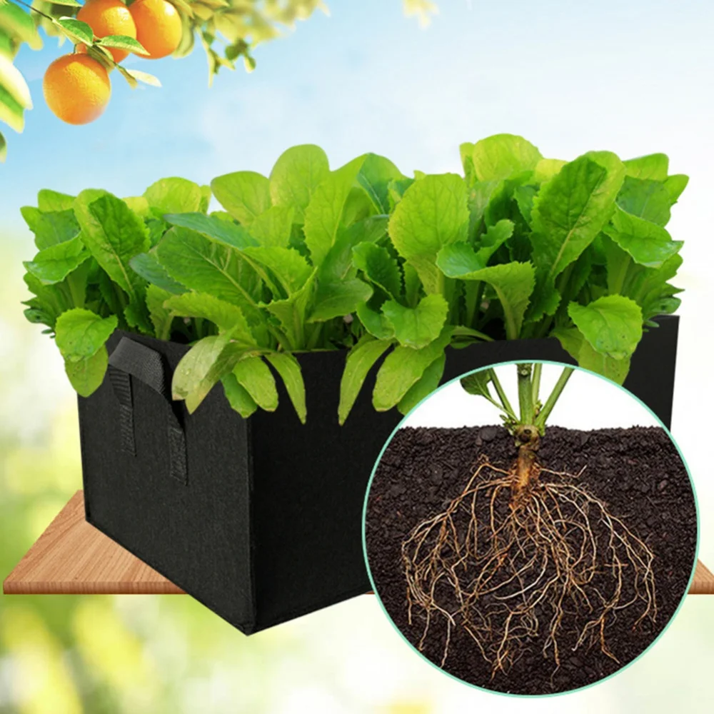 Plant Grow Bags with 2 Handles, Rectangle Non-Woven Fabric Planting Container, Nursery Pot