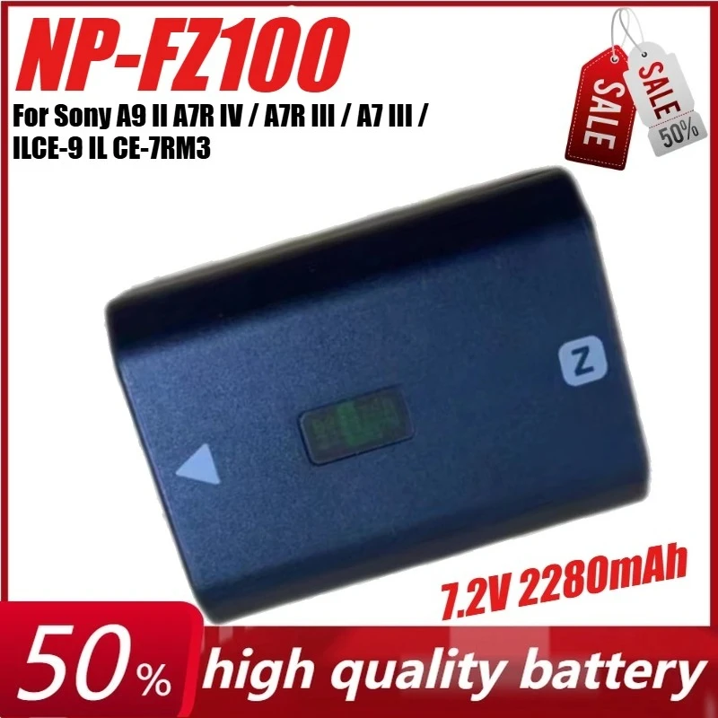 

7.2V 2280mAh NP-FZ100 Camera Battery for Sony A9 II A7R IV / A7R III / A7 III /ILCE-9 IL CE-7RM3 + BC-QZ1 Charger