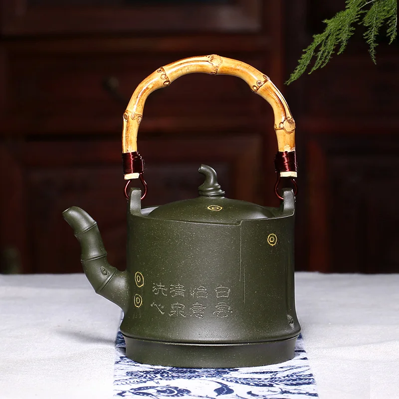 

Zanghutianxia Yixing Purple Clay Teapot Famous Pure Handmade Teapot Raw Ore Home Tibetan Blue and Gray Segment Mud Spotted Bambo