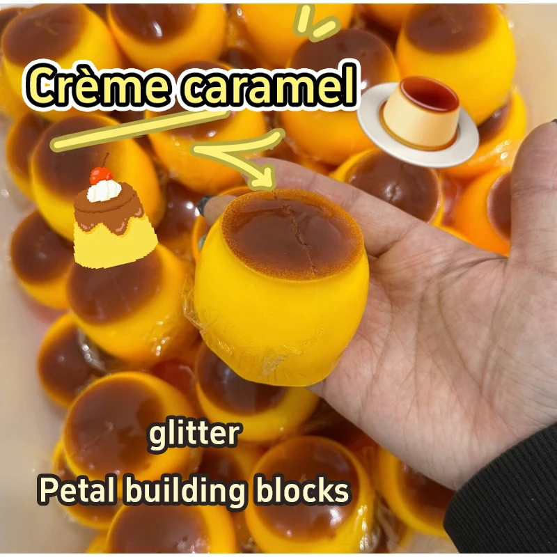 Bola de Apertar em Formato de Pudim, Crocante de Caramelo, Artesanal, Macia, Portátil, Acessório DIY Anti-stress e Brinquedo Fofo para Mesa