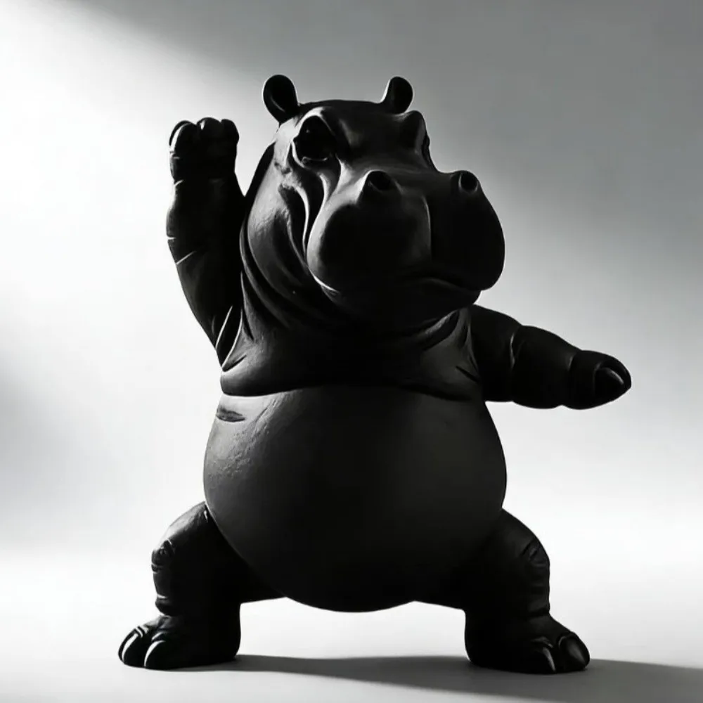 3Pcs Plastic Yoga Hippo Statue Art Crafts Decorative Hippo Sculpture Calm Animal Hippopotamus Ornament Yoga Studio