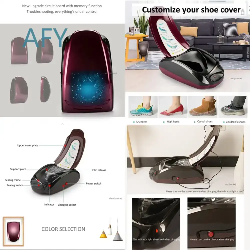 Automatic Intelligent Shoe Cover Machine for 220V Home Use with Memory Function Disposable Shoe Covers 200pcs for All Shoe