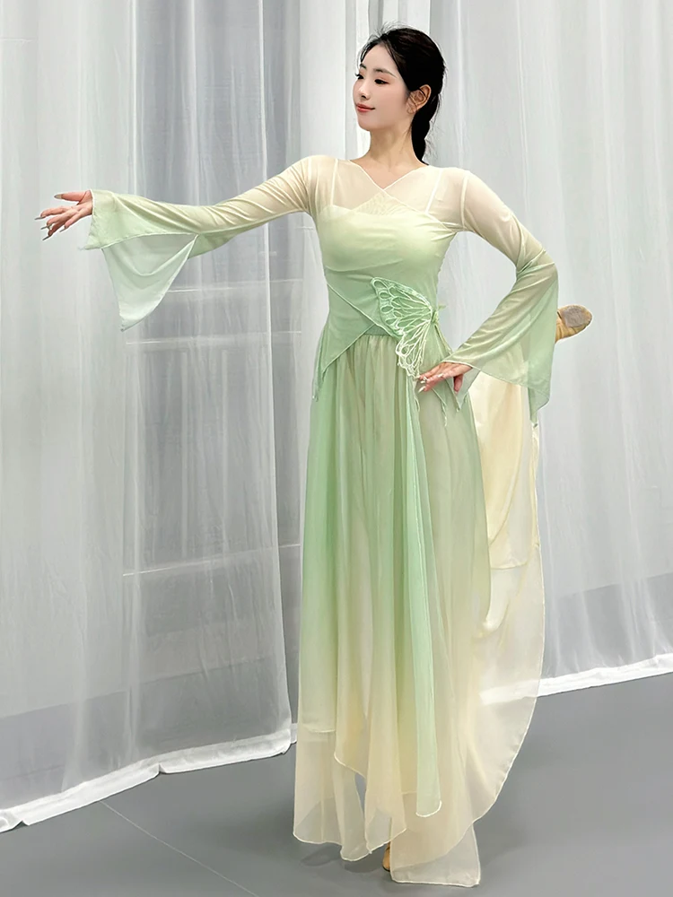 Classical Dance Costume Body Charm Gradient Gauze Clothes Exercise Clothing Fairy Shapewear Culottes