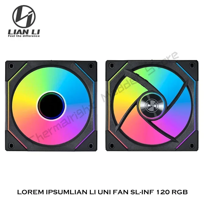 LIAN LI SL INF 120 Reverse UNI FAN SL-INF 12cm Mirror ARGB Fan 120 Reversed Blade Daisy-Chain Start/Stop Cableless, Single Packl