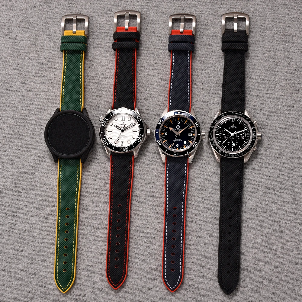 Canvas Nylon Rubber Strap 20mm 22mm 24Waterproof Watchband For Breitling Omega IWC Citizen TUDOR Hamilton Watch Men accessories view 2