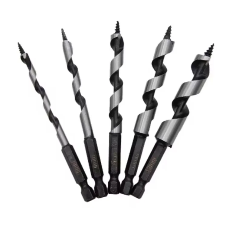 5 قطعة 100 مللي متر نجار اوجير بت 5-12 مللي متر سداسية مقبض تويست الحفر اليد دوامة مخرطة السلطة أداة اكسسوارات مجموعة المنشار