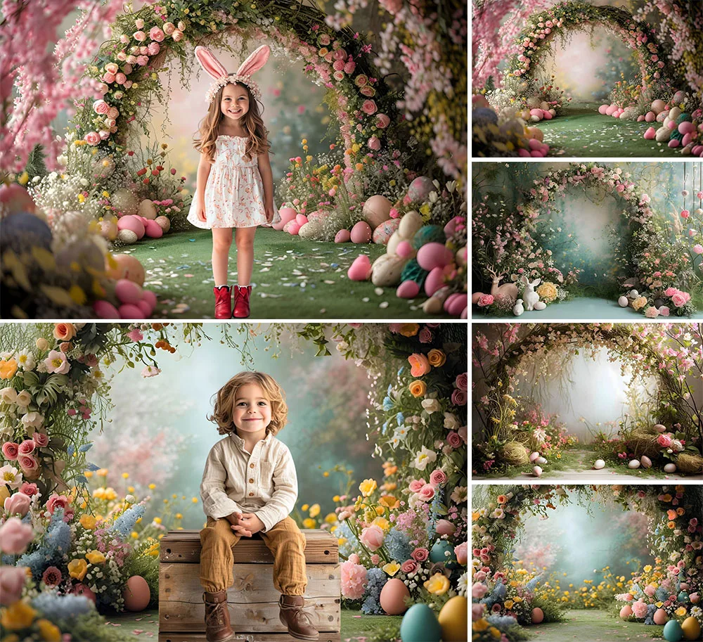 

Mehofond Photography Background Spring Easter Eggs Arch Flowers Garden Child Birthday Party Portrait Decor Backdrop Photo Studio