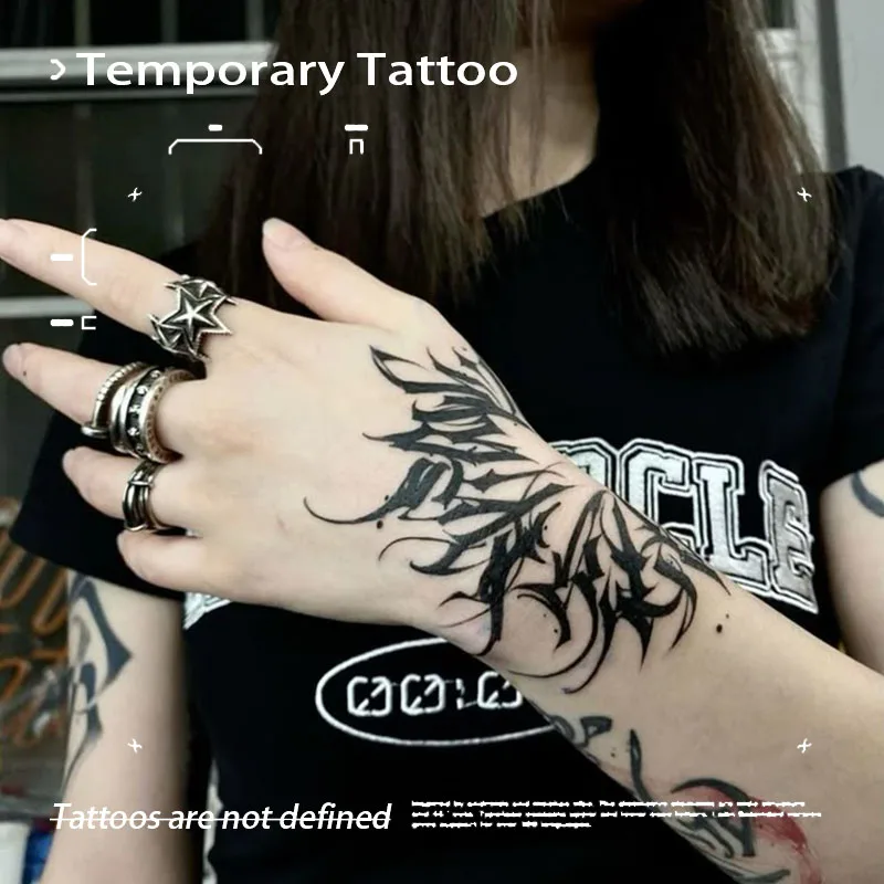 Sexy Goth Arms Waterproof Temporary Tattoos Fake Tatto Dark Style Herbal Juice Tattoo Stickers Gift Charm Ive Sticker Cheap Punk